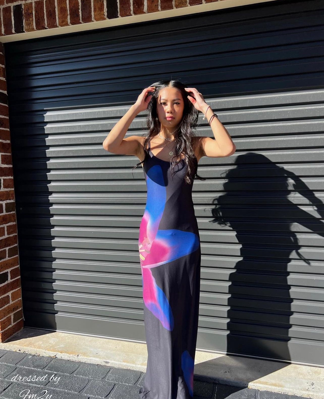 With Harper Lu Midnight Lily Floral Slip Dress