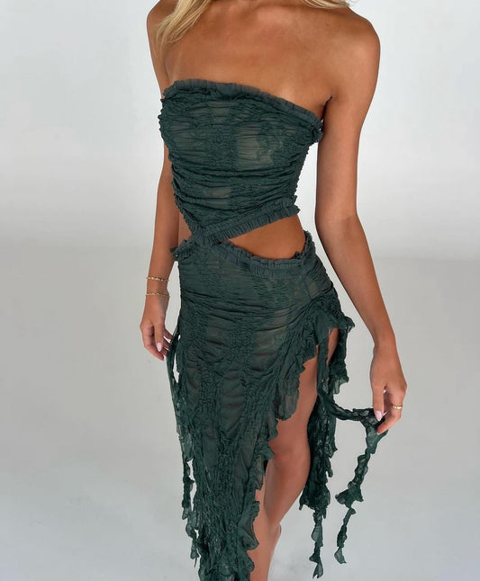 Jaded London Gaia Scrunch Lace Midi